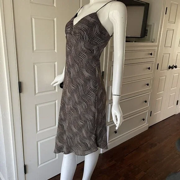 Vintage 90's Y2K Brown Whimsigoth Fairy Grunge Asymmetrical Hem Slip Dress Sz 4 - Picture 16 of 16